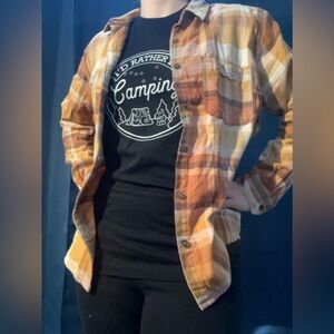 Plaid Button Down Shirt - Brown, Tan, White